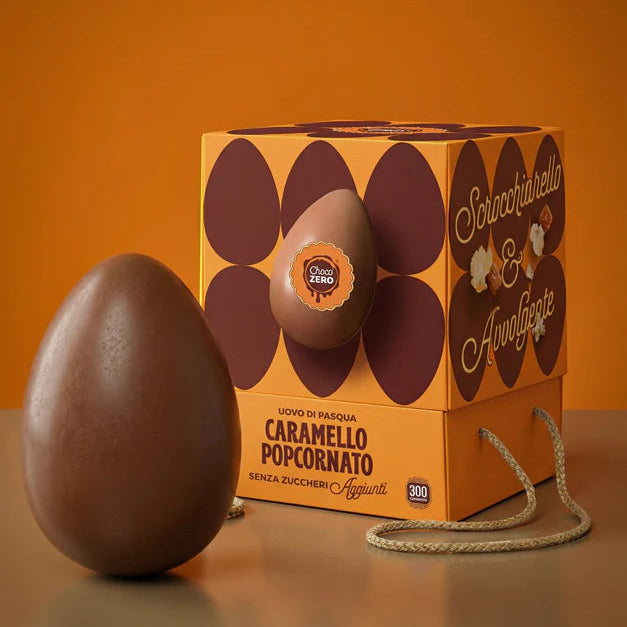 Uovo di Pasqua Caramello Popcornato 300g - CHOCOZERO